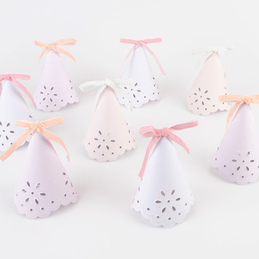 Broderie Anglaise Lace Party Hats (x 8)