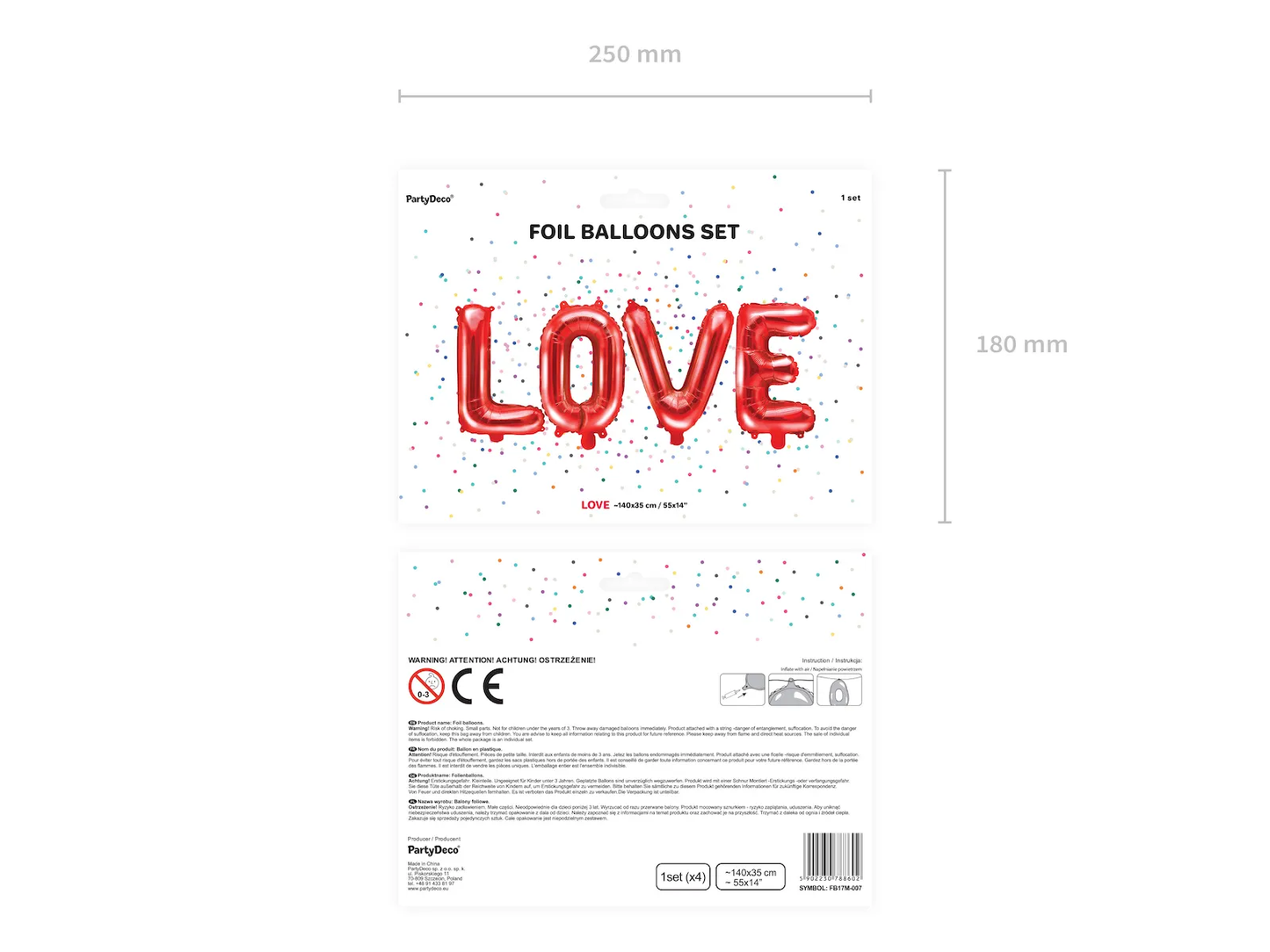 Foil Balloon LOVE, 55.1X13.8IN, Red