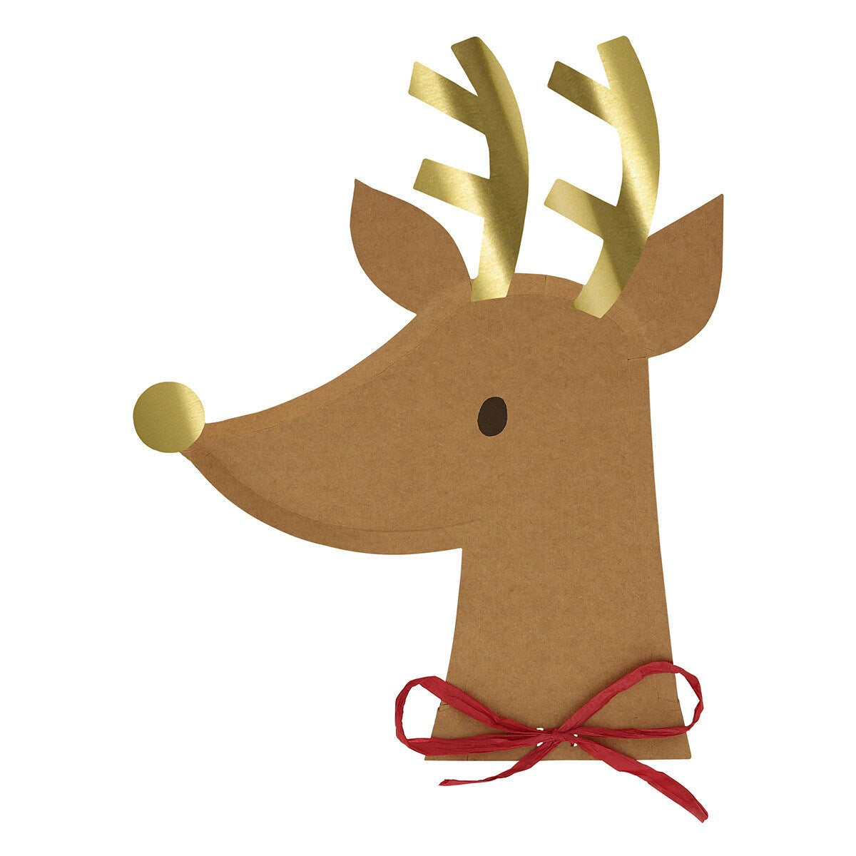 Reindeer With Raffia Bow Plates (x 8)