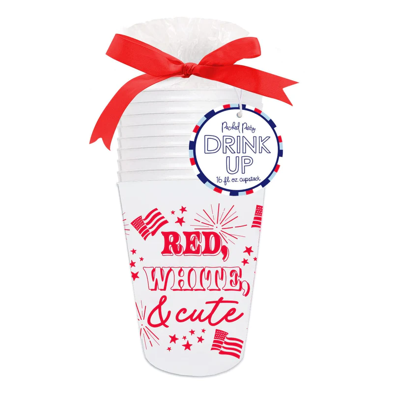 Red, White, & Cute Shatterproof Cup Set