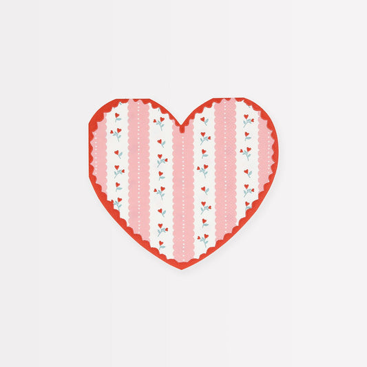 Vintage Rose Heart Napkins (x 16)
