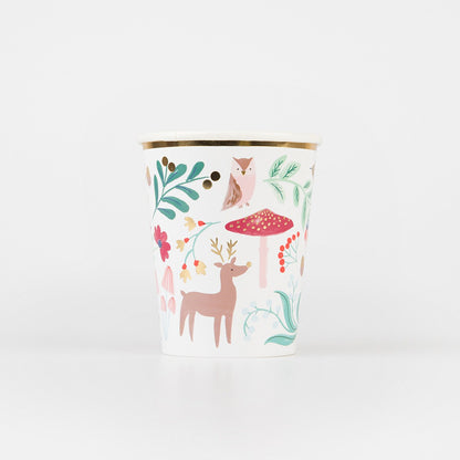 Winter Woodland Cups (x 8)