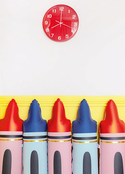 Crayons foil balloons, blue, 23x104 cm