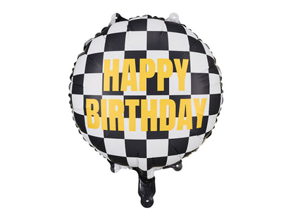 Foil Balloon Checkered Flag-Happy Birthday