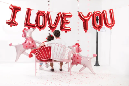 Foil Balloon I LOVE YOU, 102.4X15.7IN, Red