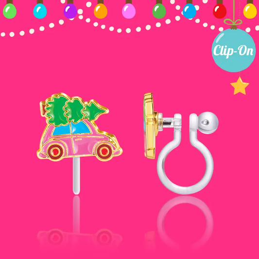 Christmas Tree Shopping Cutie Clip On Earrings