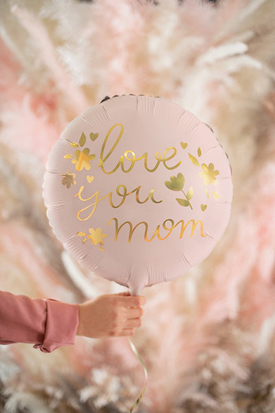 Foil Balloon, I Love You Mom Pink