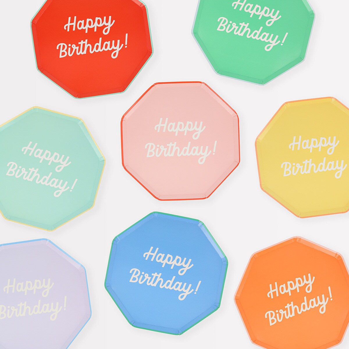 Mixed Happy Birthday Side Plates (x 8)