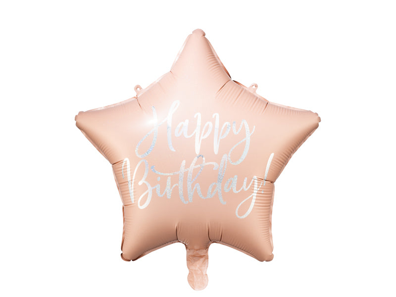 Foil Balloon, Happy Birthday Light Powder Pink Star