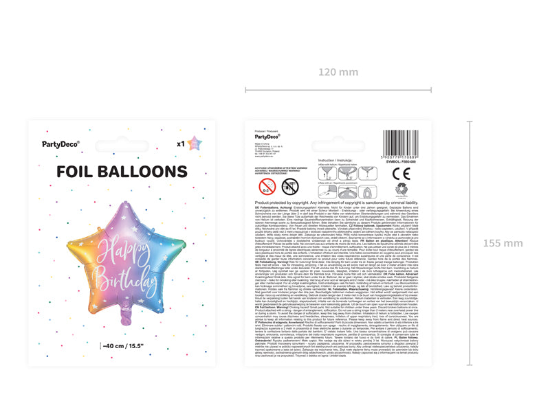 Foil Balloon, Happy Birthday Rainbow Mix