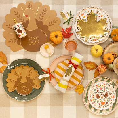 Folk Turkey Plates (x 8)