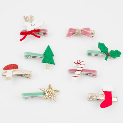 Christmas Icon Hair Clips (x 8)