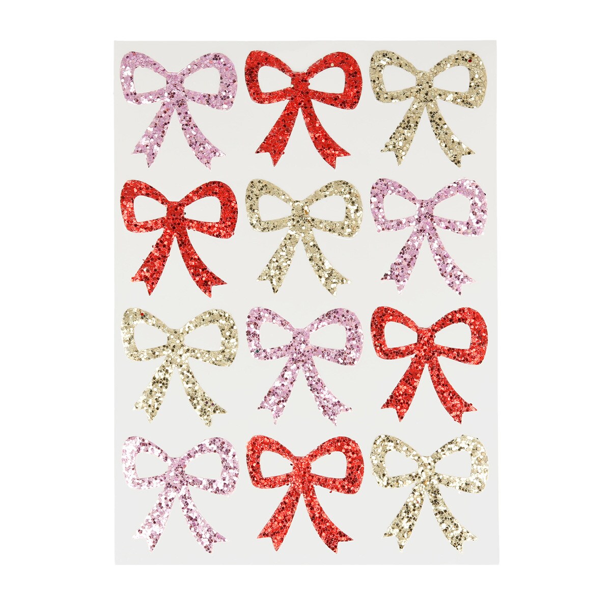 Glitter Bow Stickers (x 8 sheets)