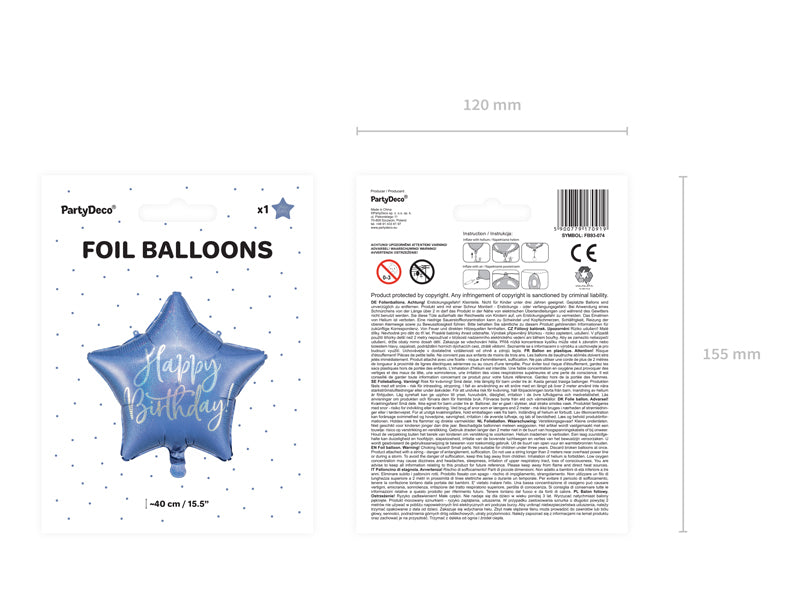 Foil Balloon, Happy Birthday Navy Blue Star