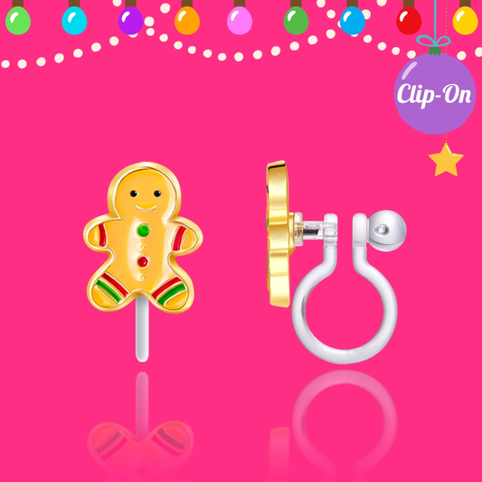 Gingerbread Man Clip On Earrings