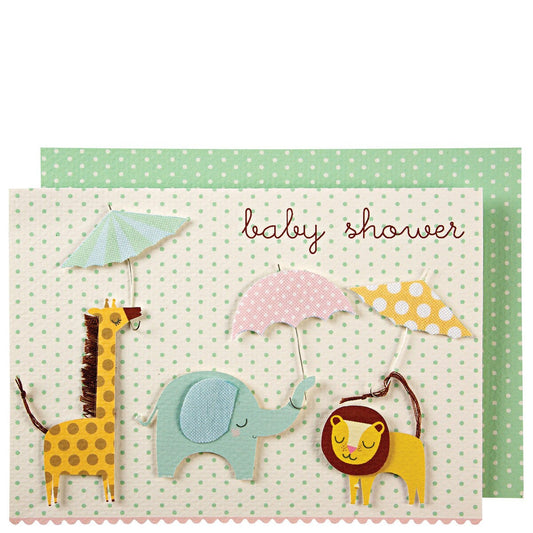 Animals & Umbrellas Baby Card