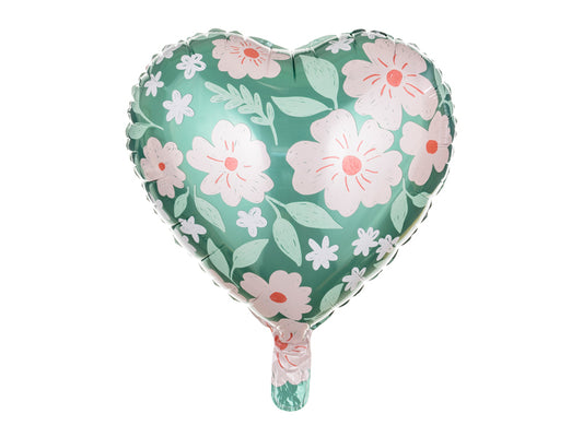 Foil Balloon Heart with Flowers