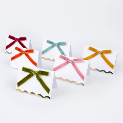 Thanksgiving Velvet Bow Place Cards (x 6)