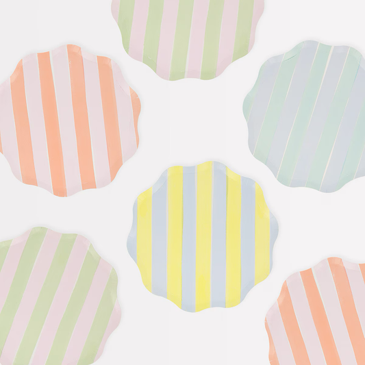 Pastel Stripe Side Plates (x 8)