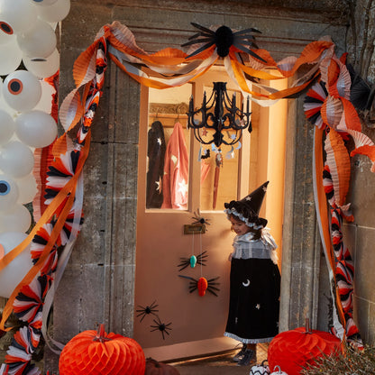 Black & Orange Stripe Honeycomb Garland