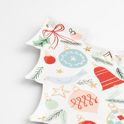 Festive Pattern Tree Plates