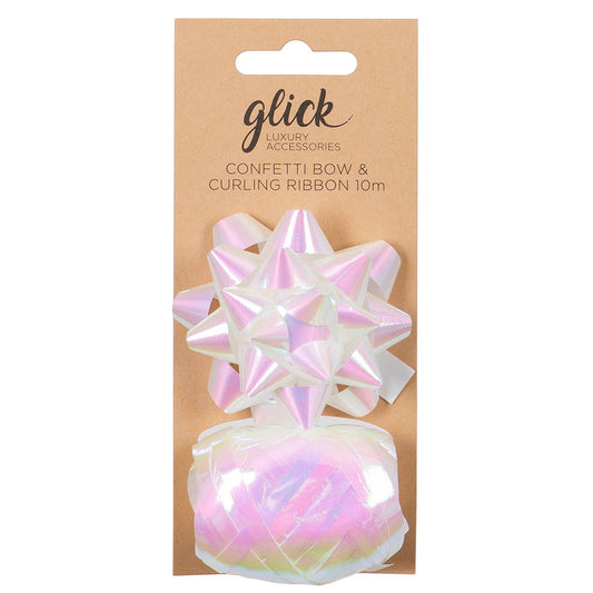 BOW/CURLING RIBBON MULTIPACK IRRIDESCENT WHITE