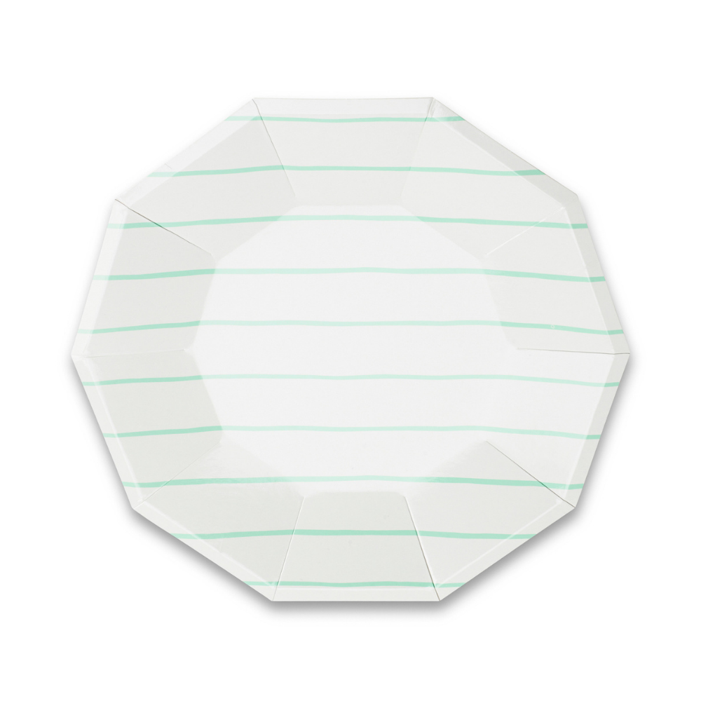 Frenchie Striped Mint Plates - 2 Size Options - 8 Pk.