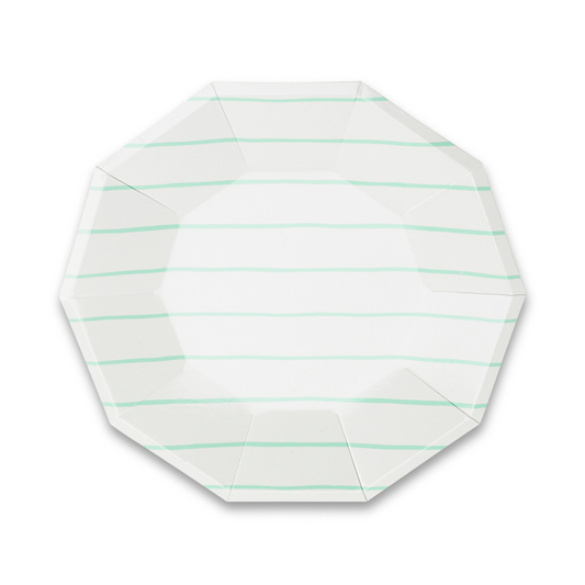 Frenchie Striped Mint Plates - 2 Size Options - 8 Pk.