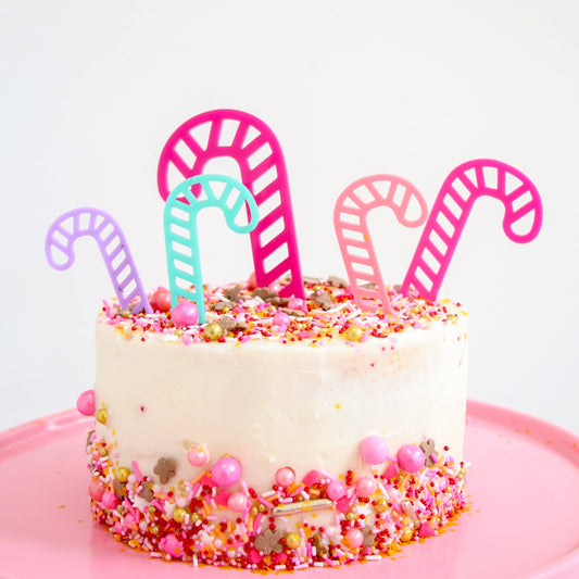 Candy cane cake topper set