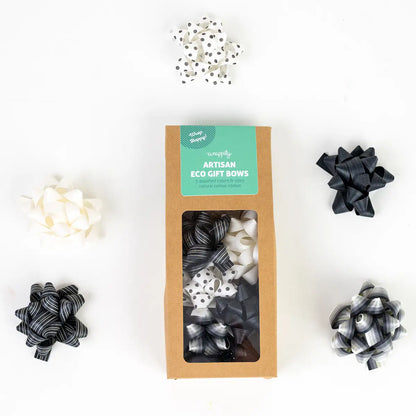 Eco Gift Bows • Artisanal Natural Cotton • Black & White Mix