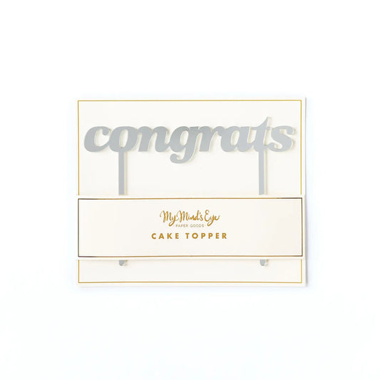 Basic Congrats Cake Topper - Silver