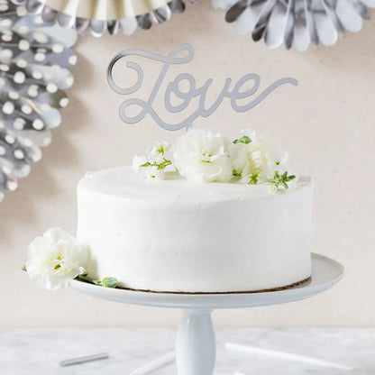 Basic Love Cake Topper - Silver