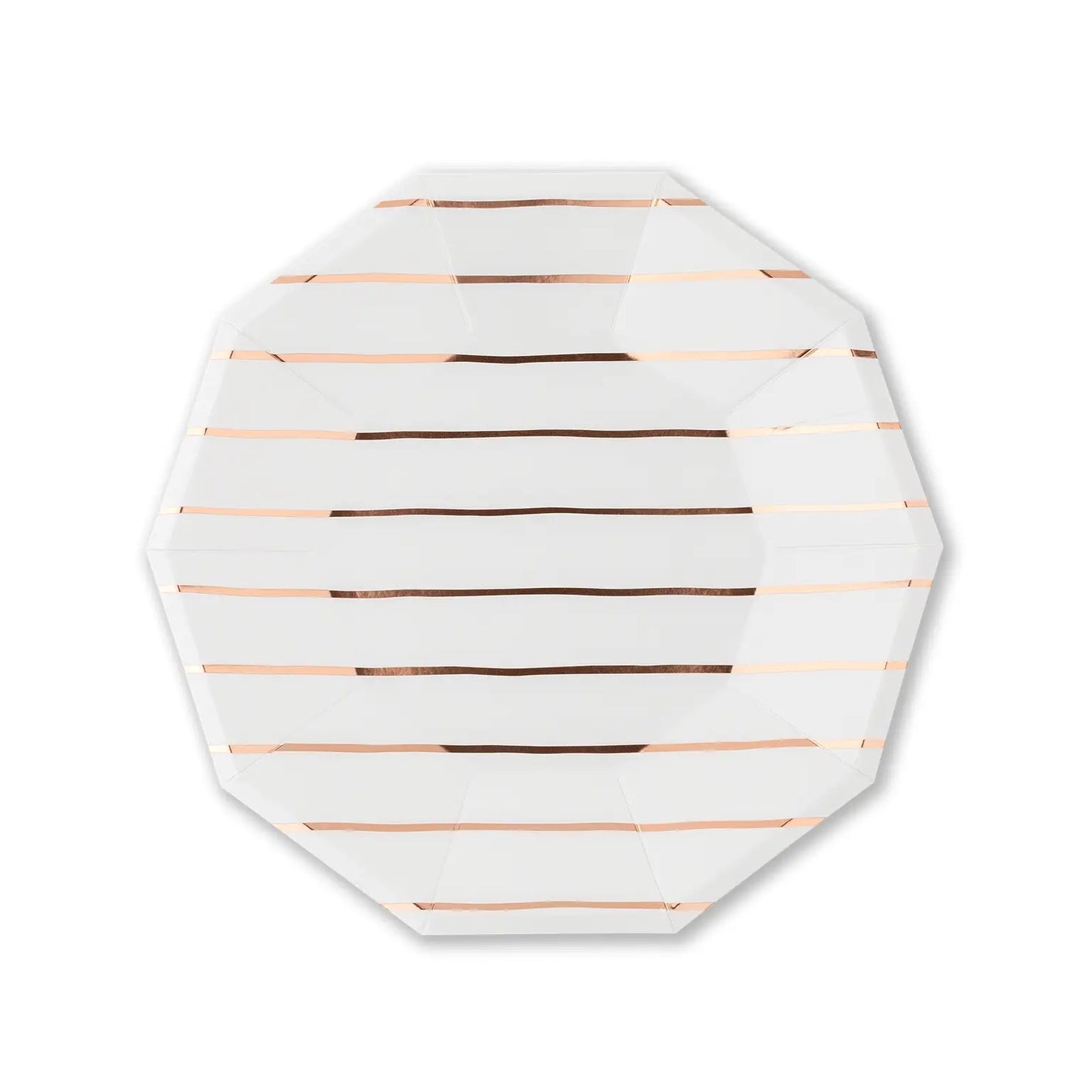 Frenchie Striped Rose Gold Plates - 2 Size Options - 8 Pk.