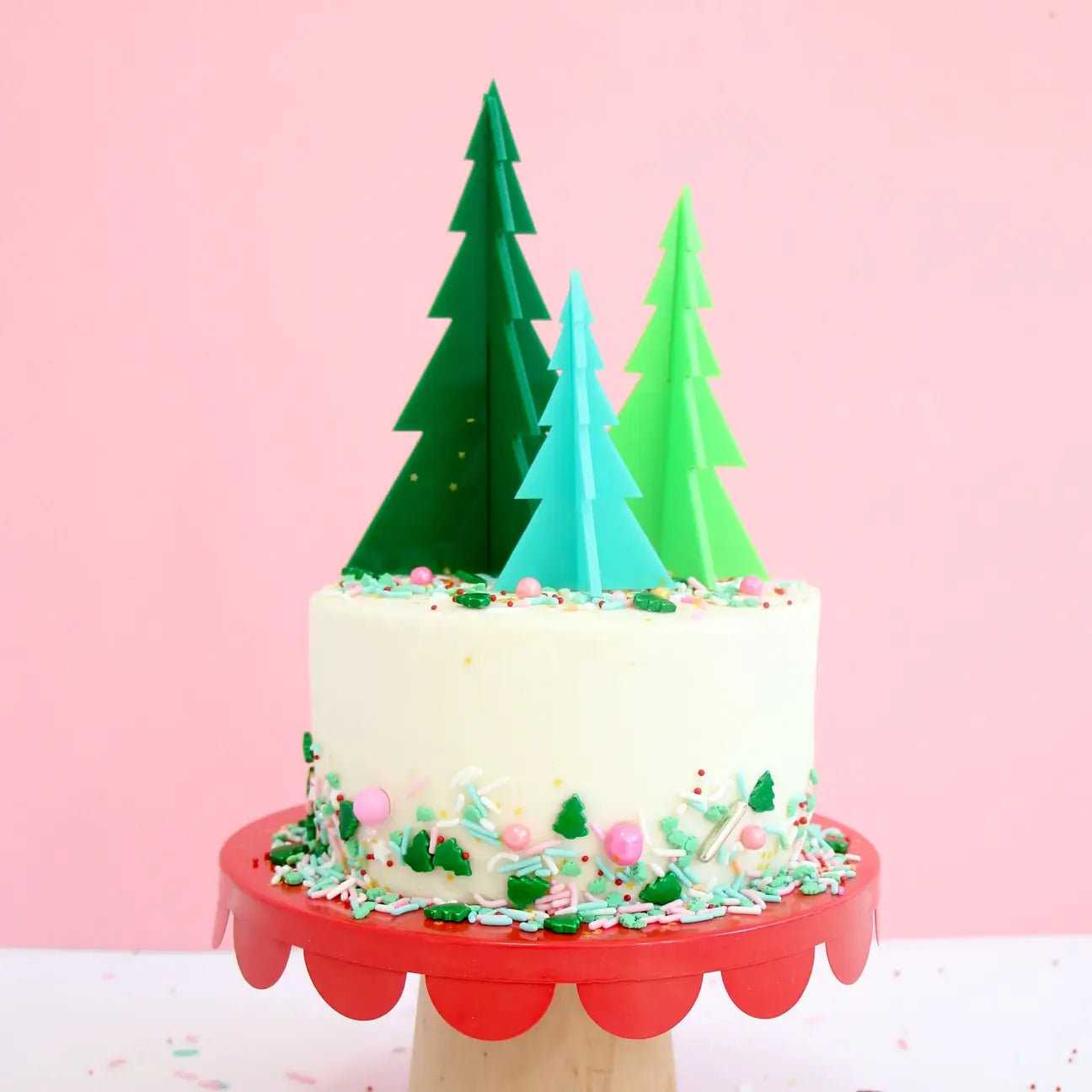 Green and Blue Acrylic tree cake topper set