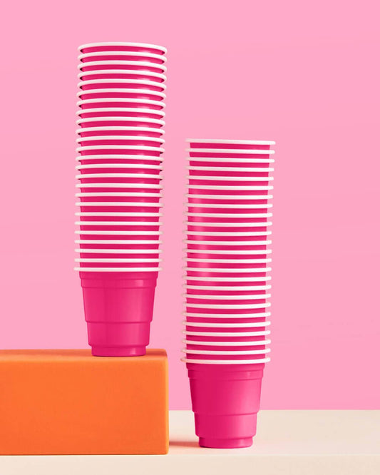 Hot Pink Plastic Shot Glasses, Bach, Bday Party Supplies
