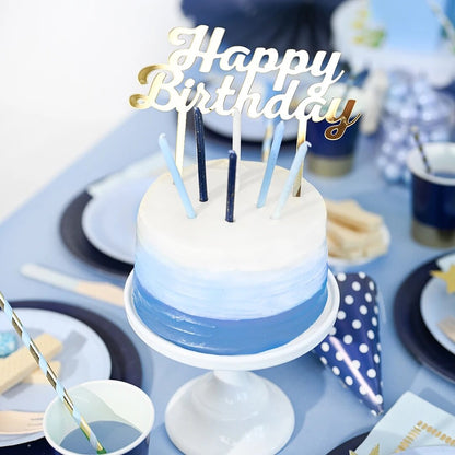 Blue Ombre Glitter Candles