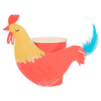 On The Farm Rooster Party Cups (set of 8)