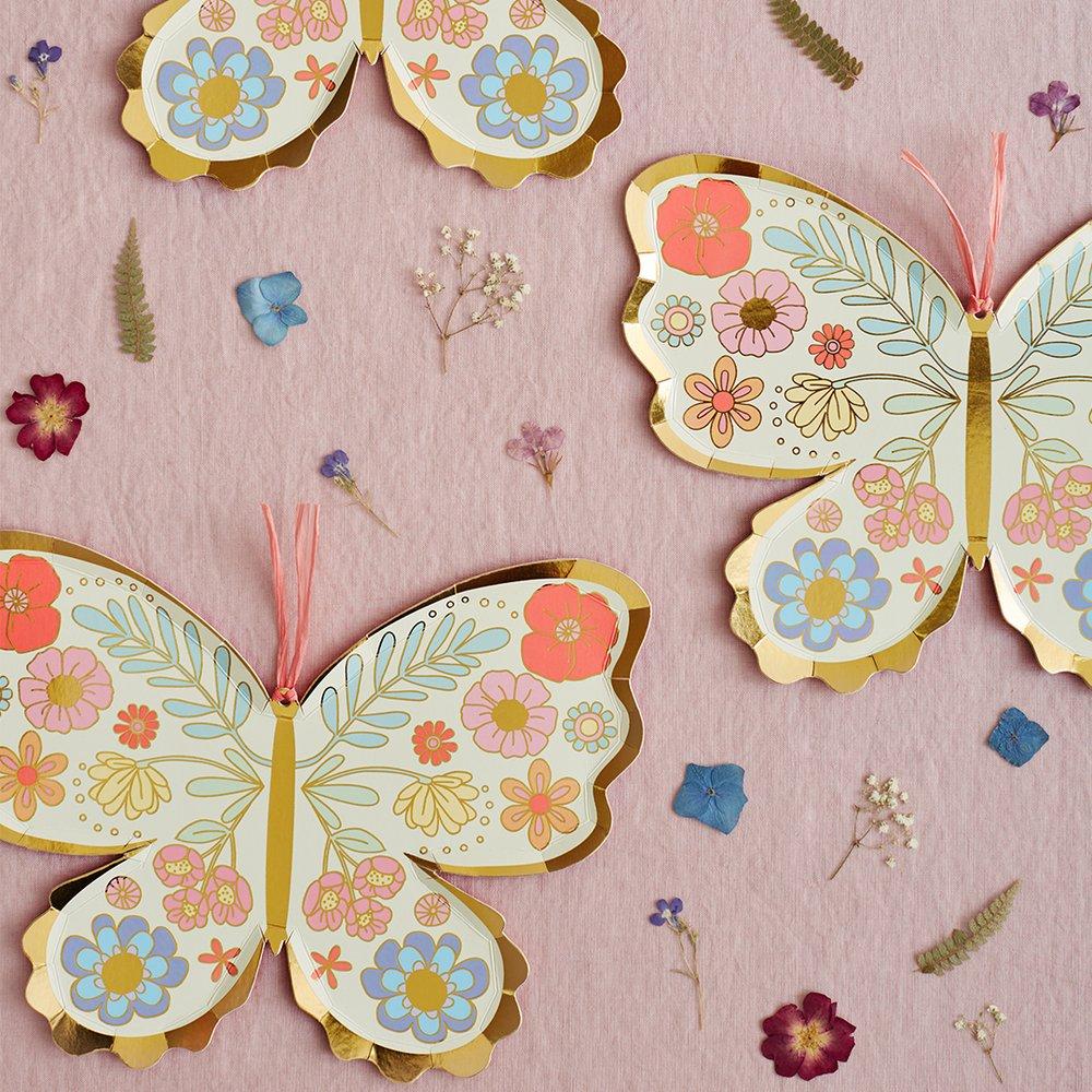 Floral Butterfly Plates (set of 8)