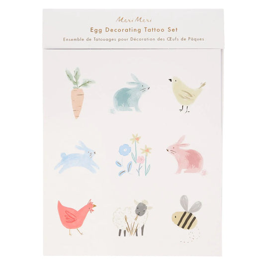 Spring Bunny Egg Decorating Tattoo Kit (set of 27 tattoos)
