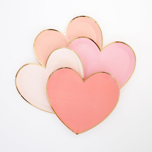 Pink Tone Small Heart Plates (set of 8)