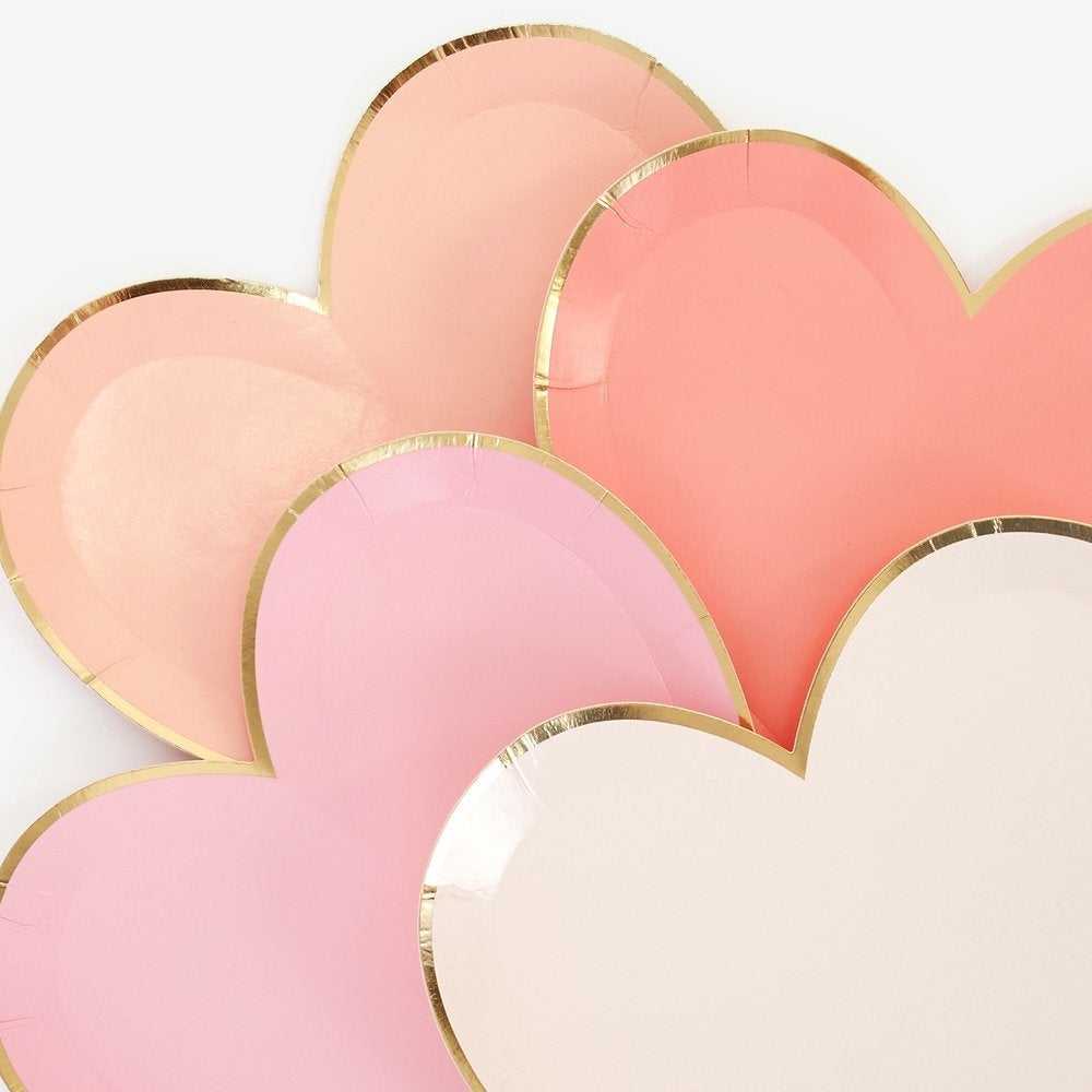 Pink Tone Small Heart Plates (set of 8)