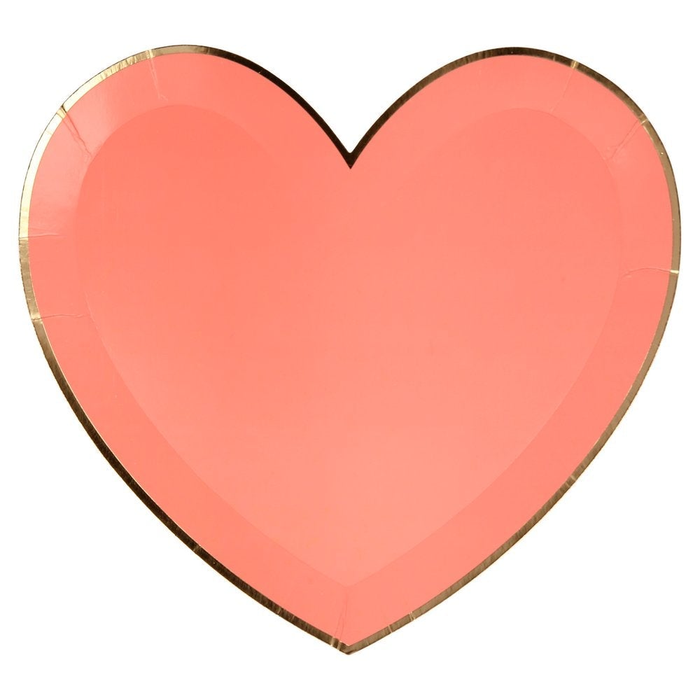 Pink Tone Large Heart Plates (set of 8)