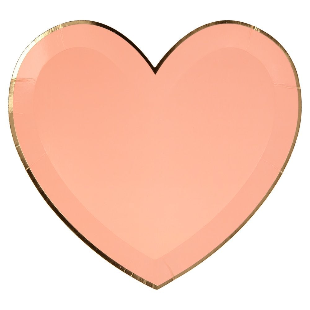 Pink Tone Large Heart Plates (set of 8)
