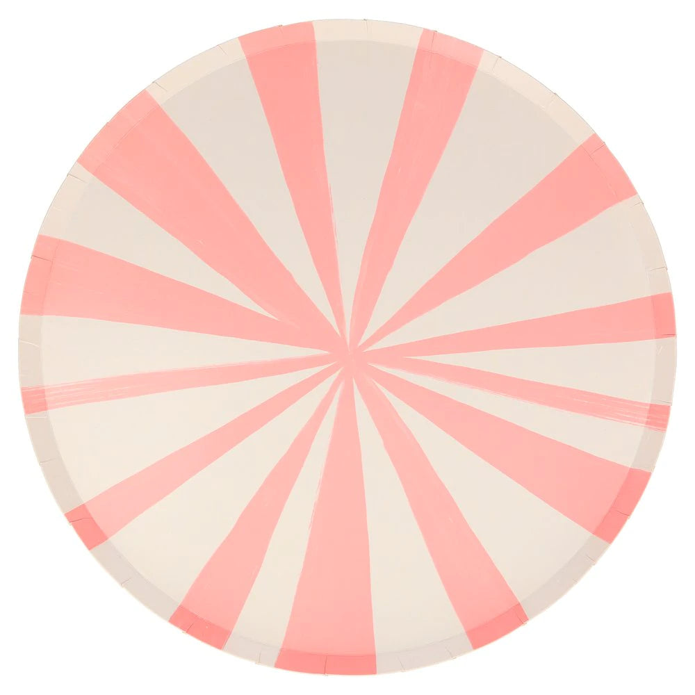 Pink Stripe Dinner Plates (x 8)