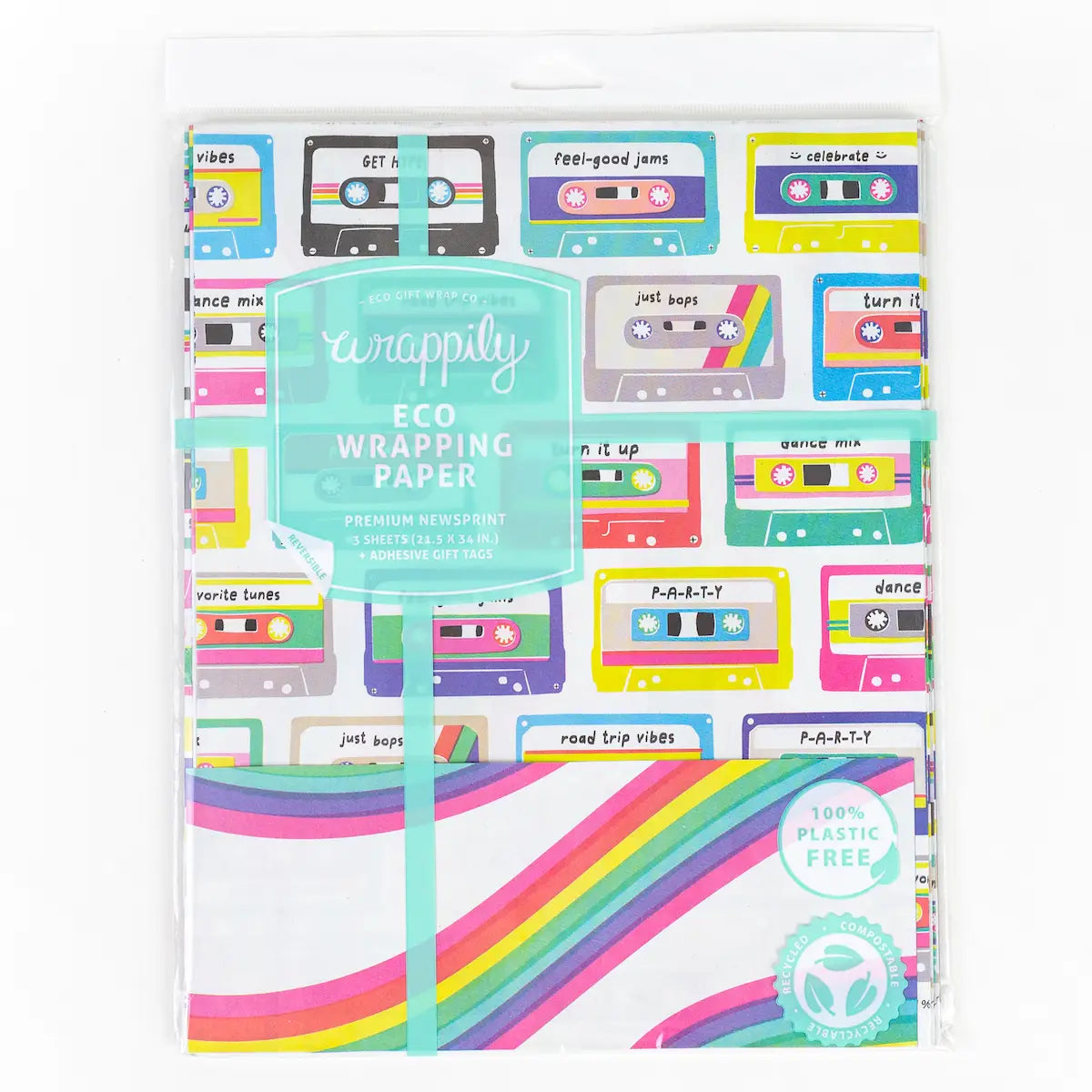 Mix Tape/ Go Bows • DOUBLE_SIDED • PARTY  ECO WRAPPING PAPER