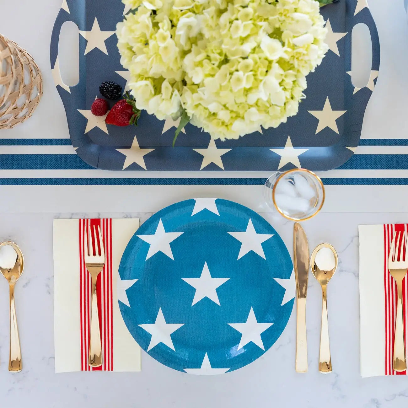 Hamptons Navy Star Reusable Bamboo Tray