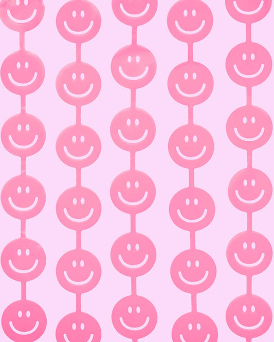 Party Decor Pink Smiley Foil Curtain, Pastel Birthday Party