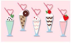 VDAY Milkshakes with Straws Classroom Set