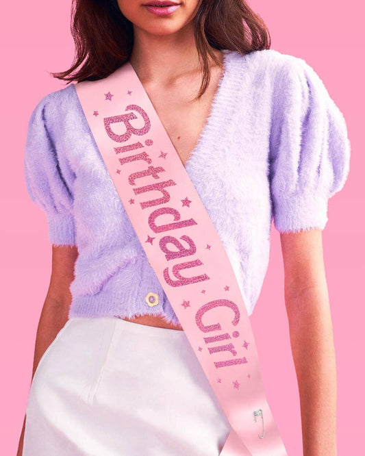 Pink Birthday Girl Sash, Party Accessory, Bday Gift