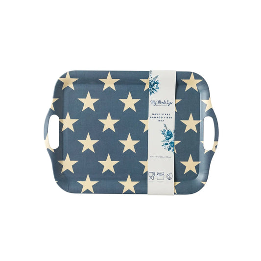 Hamptons Navy Star Reusable Bamboo Tray